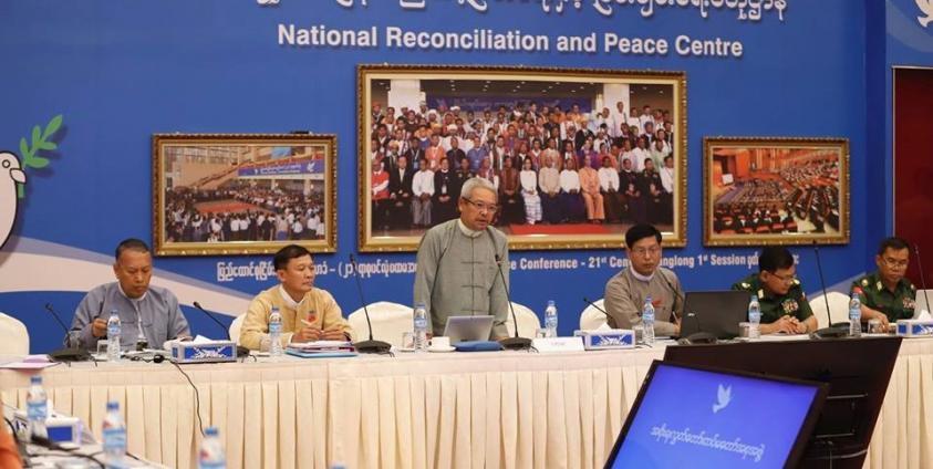 ဒုတိယဗိုလ်ချုပ်ကြီး ခင်ဇော်ဦး(ငြိမ်း) အဖွင့်နှုတ်ခွန်းဆက်စကားပြောကြားစဉ်(ဓါတ်ပုံ - MOI)