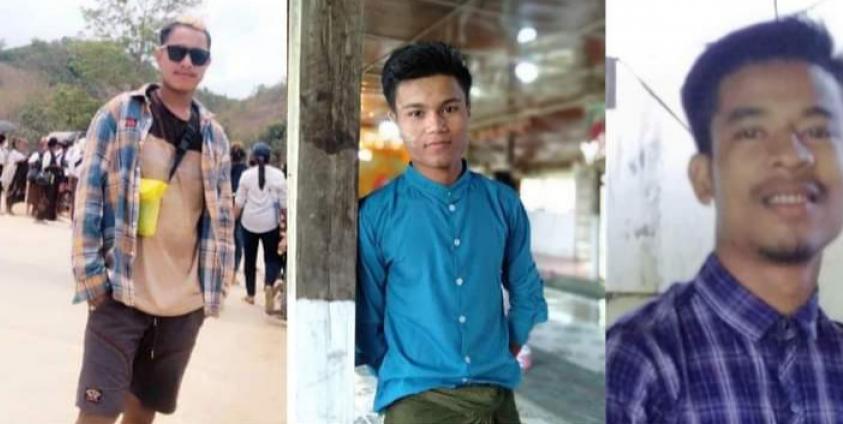 နတ်ဆိပ်ရွာမှ မောင်မျိုးလင်း၊ မောင်ရဲလင်းထွန်းနှင့် မောင်အောင်ကျော်ဌေးတို့အား တွေ့ရစဥ်။