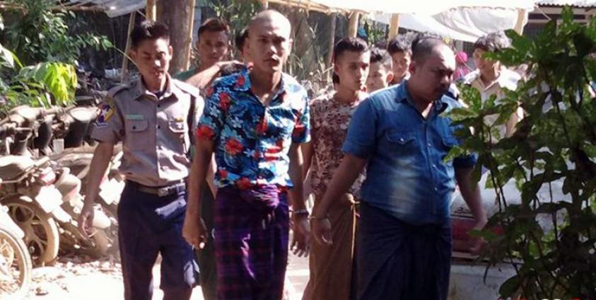Four detainees including Ko Thein Aung Myat were seen at Ngapudaw Township Court. Photo - Dwarawady Ashin Kuthala