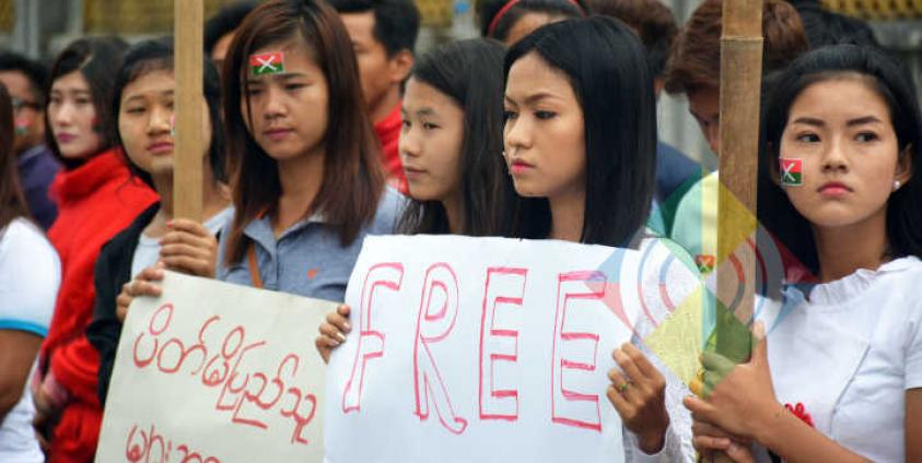 စစ်ရှောင်အရေးဆန္ဒဖော်ထုတ်နေကြသော ကချင်လူငယ်များ၊ ၂၀၁၈ မေလ ၃ ရက်နေ့