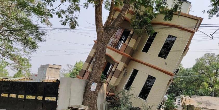 This UGC photo taken and posted by Hla Myo Aung on Facebook on March 28, 2025 shows a damaged building in Sagaing, following an earthquake. (Photo by Handout / Courtesy of Facebook user Hla Myo Aung / AFP)