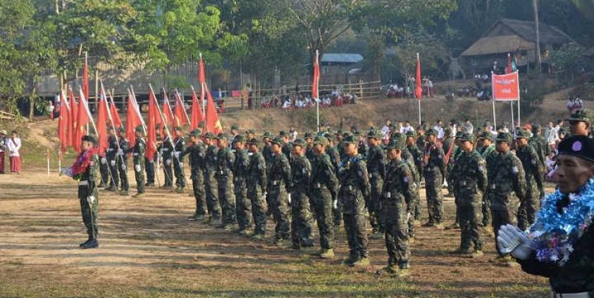 NMSP parade at the 72nd Mon National Day celebration in NMSP-controlled area (Photo:MNA)
