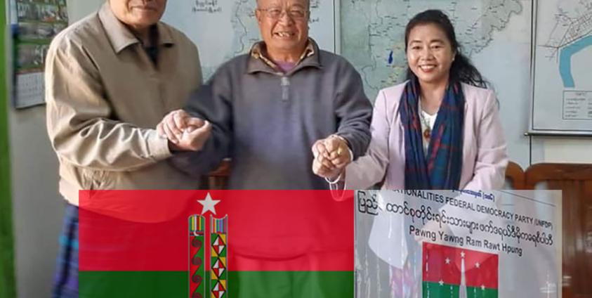 Dr. Manam Tu Ja of KSPP leader (left) and Bawk Ja of UNFDP leader (right) at office of Kachin Nationals Consultative Assembly in Myitkyina on Dec. 20, 2019.
