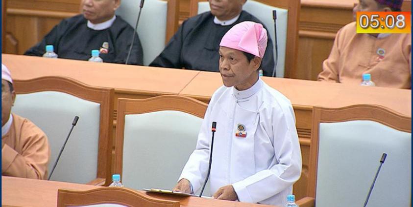  ရခိုင်ပြည်နယ်၊ မဲဆန္ဒနယ်အမှတ်(၄)မှ အမျိုးသားလွှတ်တော်အမတ် ဦးကျော်ကျော် ဆွေးနွေးနေစဉ် (ဓာတ်ပုံ- ပြည်ထောင်စုလွှတ်တော်)