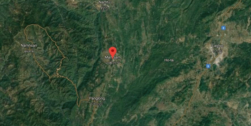 Photo by Google Map- တိုက်ပွဲဖြစ်ပွါးသည့် နမ္မတူမြို့နယ် မန်စံအုပ်စုနေရာပြမြေပုံ