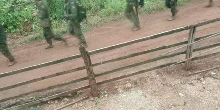 တိုင်းရင်းသားလက်နက်ကိုင်တပ်သားများ ကျေးရွာတွင်း တွေ့ရစဥ် 