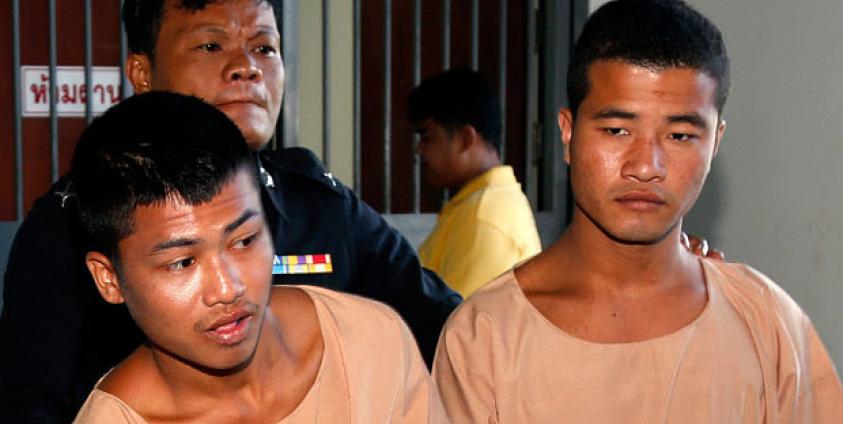 Win Zaw Tun (Left) and Zaw Lin (Right) during their court appearance. Photo: EPA