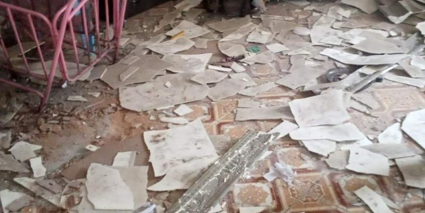 A civilians house damaged by shelling