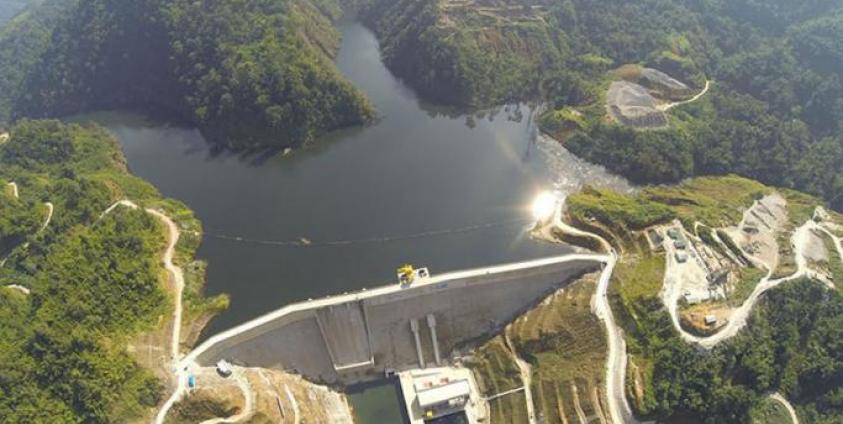 The aerial view of Upper Paunglaung hydroelectric power project in Nay Pyi Taw council area, Pyinmana township. Photo: Ministry of Electric Power