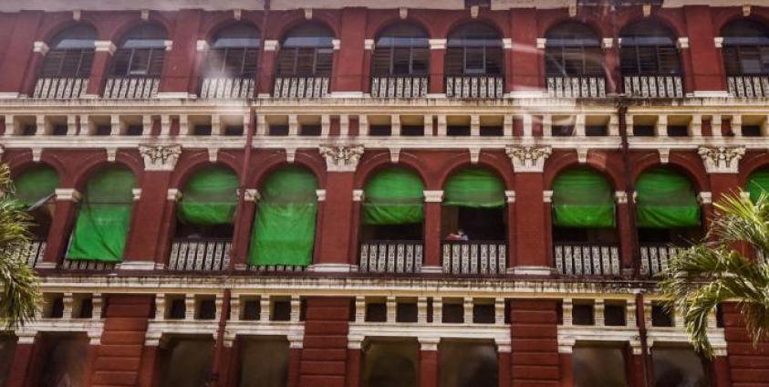 The facade of the Yangon General Hospital in Yangon is pictured on March 24, 2020. Photo: Ye Aung Thu/AFP