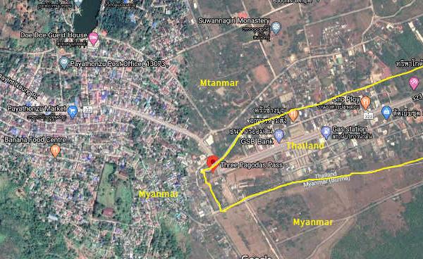 ထိုင်း မြန်မာနယ်စပ် ဘုရားသုံးဆူဒေသ မြေပုံကြမ်း(Google Map)