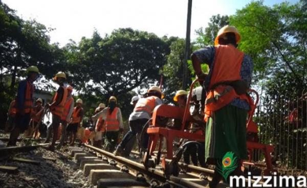 Upgrading the Yangon rail system. Photo: Ye Naing (Laukkaing)