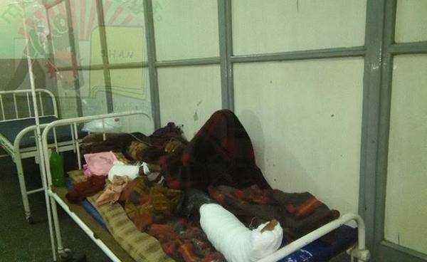 Sai Dong,40, critically injured in the Burma Army attack, now lies in hospital in Taunggyi.