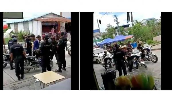 Photo by Numkham Youth- နမ့်ခမ်း – တရုတ်နယ်စပ် နောင်တောင်းမြို့တွင်း လမ်းသွားလမ်းလာများအား တရုတ်ရဲများ တင်းကြပ်စစ်ဆေးမှုပြုလုပ်နေ