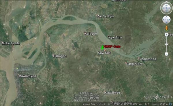 Location of NMSP gate raided, near Kaw Sak Village (Photo: Google Earth)