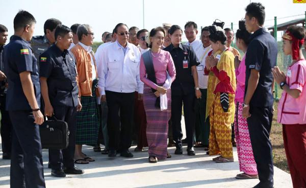 Daw Aung San Suu Kyi attended the opening ceremony of Solar Power Supply Project in Manaung in December 2019. (Photo - Myanmar State Counsellor Office)