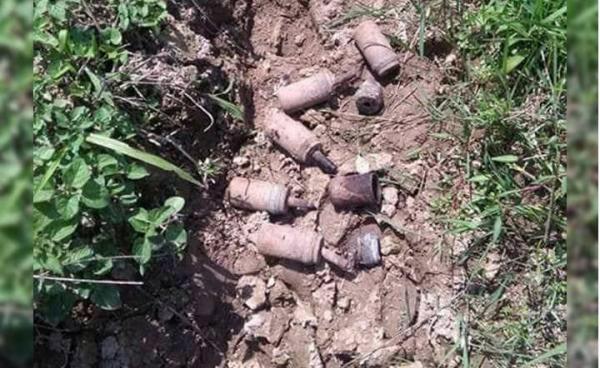 Landmines found in temple ground in Namtu Township in May 2017.