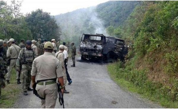 ပြီးခဲ့သည့်လက အိန္ဒိယတပ်သားများ သူပုန်များ၏ ခြံုခိုတိုက်ခိုက်ခံရစဉ် မြင်ကွင်း။ (ဓာတ်ပုံ - အေအက်ဖ်ပီ)