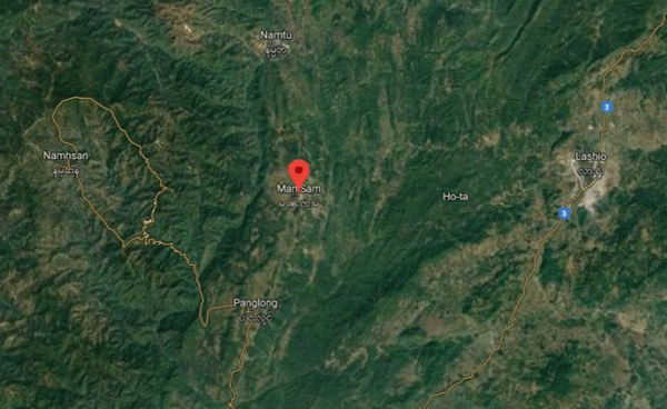 Photo by Google Map- တိုက်ပွဲဖြစ်ပွါးသည့် နမ္မတူမြို့နယ် မန်စံအုပ်စုနေရာပြမြေပုံ