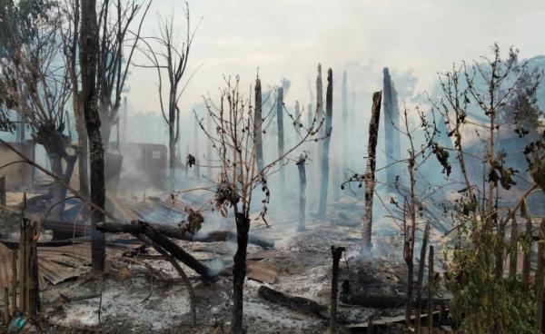  တောကျောင်းလေးရွာ စစ်ကောင်စီတပ်မှ မီးရှို့ဖျက်ဆီးသွားသော မြင်ကွင်း