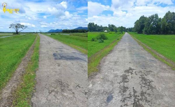 ယနေ့ မောင်တောတောင်ပိုင်းမှ ကျေးရွာ ၄ ရွာ အသွားအလာတားမြစ်ခံထားရ၍ လူသွားလူလာနည်းပါးနေသည်ကိုတွေ့ရစဉ်။