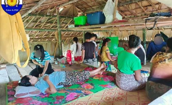 Members of a local anti-regime group provide healthcare services to villagers in Palaw Township, Tanintharyi Region. (Photo: KPDF Palaw)