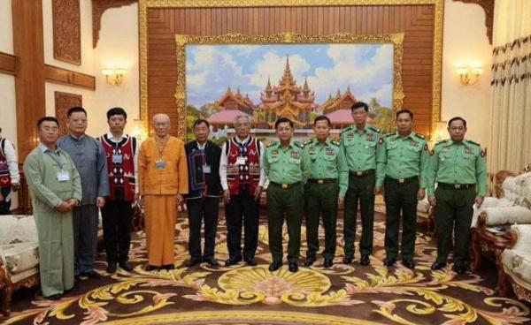 စက်တင်ဘာလ ၂၆ရက်က နေပြည်တော်တွင် ဝ၊MNDAA အဖွဲ့များနှင့် စစ်ကောင်စီဥက္ကဌတွေ့ဆုံစဉ်