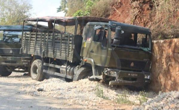Crashed Government Truck Resulting from Fighting in the Kokang Area