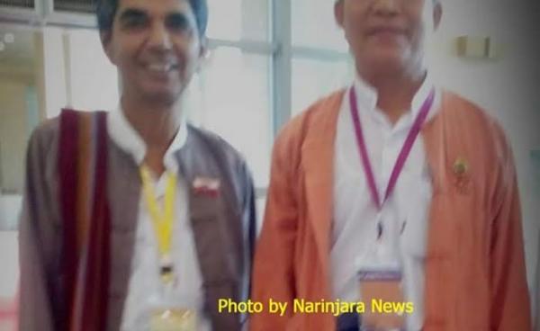 ညီလာခံတွင် ရခိုင်ပြည်နယ် ၀န်ကြီးချုပ်နှင့် မြောက်ဦးပြည်သူ့လွှတ်တော်ကိုယ်စားလှယ် ဦးဦးလှစောအားတွေ့ရစဉ်