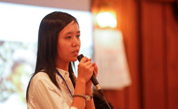 Phyo Phyo Aung, representing student groups during talks over a controversial 'National Education Bill' in Yangon, Myanmar, 11 February 2015. Photo: Lynn Bo Bo/EPA