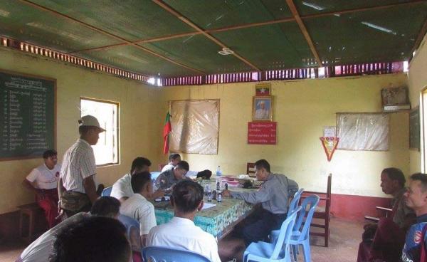 Members of the organizing committee met with police at the Taung Bon Village administrative office to secure approval for the commemorative marches. (Photo – MNA)