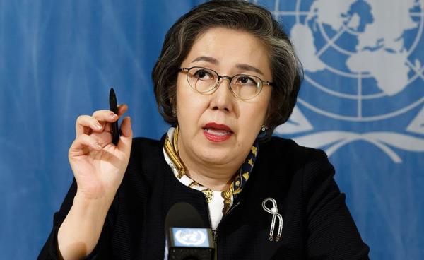 Ms Yanghee Lee, Special Rapporteur on the situation of human rights in Myanmar, talks to the media during a press conference after she presented her report to the 34th session of the Human Rights Council, at the European headquarters of the United Nations in Geneva, Switzerland, 13 March 2017.  Photo: Salvatore Di Nolfi/EPA