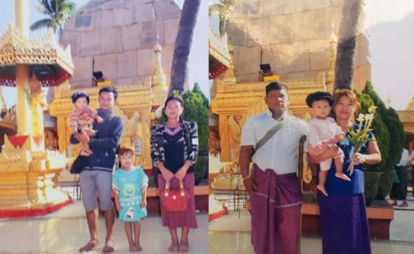 Photos of the deceased Chit Soe and U Moe and their families taken from their Facebook pages.