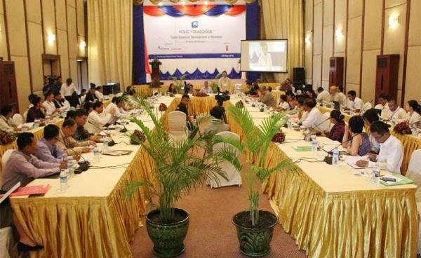 Policy Dialogue on Socio-Economic Development in Myanmar held at Kandawgyti Palace in Yagon on 28 May, 2016. Photo: Phyo Thiha/Mizzima