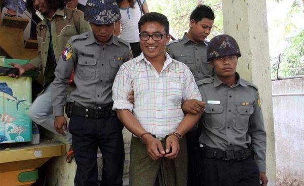 U Gambira at a court in Maha Aungmye Township on 30 March 2016. Photo: Bo Bo/Mizzima