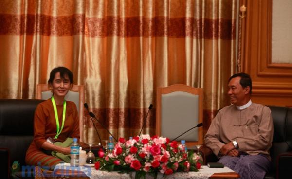 Archive photos of Daw Aung San Suu Kyi meets with Myanmar Parliament Speaker Thura U Shwe Mann in Nay Pyi Taw on December 23, 2011. Photo: Mizzima