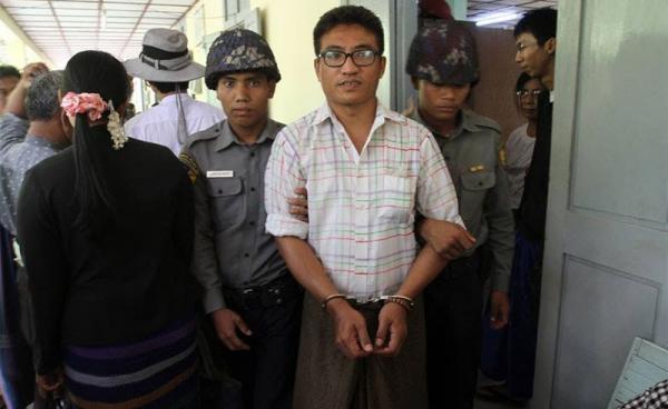 U Gambira at a court in Maha Aungmye Township on 30 March 2016. Photo: Bo Bo/Mizzima