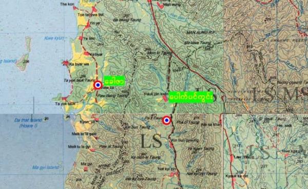 ပါက်ပင်ကွင်းရွာနှင့်အနီးတဝိုက်ဒေသမြေပုံ(မြဝတီ)