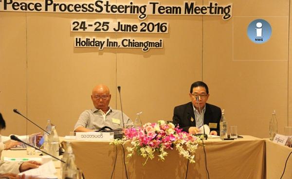 Gen. Mutu Say Poe and Lt.-Gen. Yawd Serk at the EAO PPST meeting in Chiang Mai