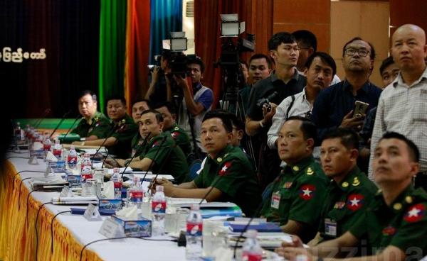 Tatmadaw Information Committee at meeting. Photo: Min Min/Mizzima