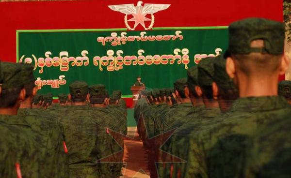 ရက္ခိုင့်တပ်တော် (AA)၏ ၉ နှစ်မြောက် နှစ်ပတ်လည်နေ့တွင် တပ်ဖွဲ့ဝင်အချိုအား တွေ့ရစဉ်။ ဓာတ်ပုံ - AA
