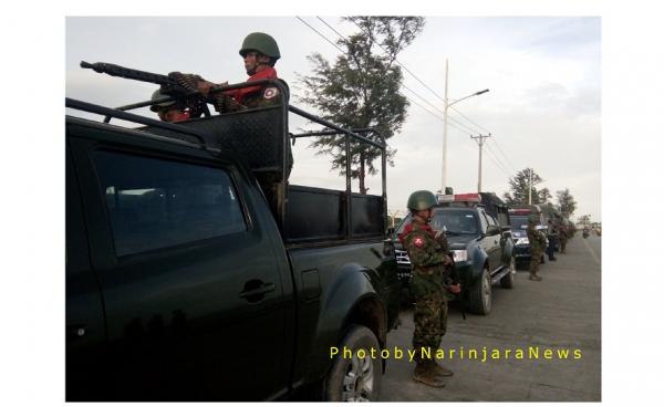  စစ်တွေတွင် လုံခြုံရေး ကင်းလှည့်နေစဉ် ( ဓာတ်ပုံ- စံမောင်သန်း)