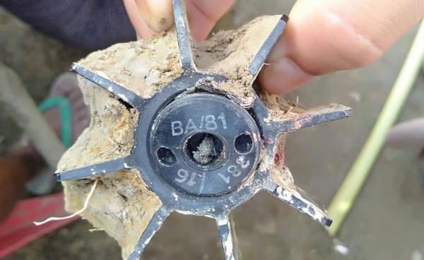 An artillery shell landed and exploded near Sin Khone Taing village school. Photo by CJ