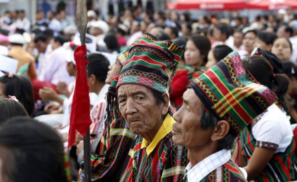An elderly Chin man attends the Khuado festival in Tedim township, Chin State, Myanmar, 15 October 2016. Photo: Nyein Chan Naing/EPA