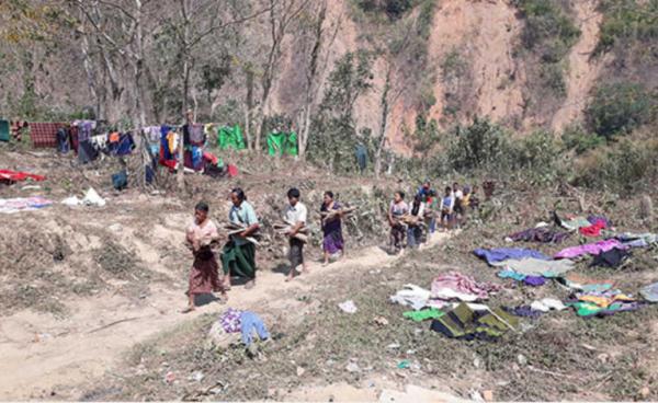 Chin villagers fleeing from the Burma Army jet attacks. Photo-FBR