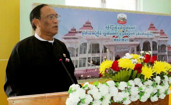 ရခိုင်ပြည်နယ်လွှတ်တော်ဥက္ကဋ္ဌ ဦးစံကျော်လှ အား အဆိုပါအခမ်းအနားတွင် တွေ့ရစဉ်။ (ဓာတ်ပုံ - ရခိုင်ပြည်နယ်သတင်း / Facebook Page)