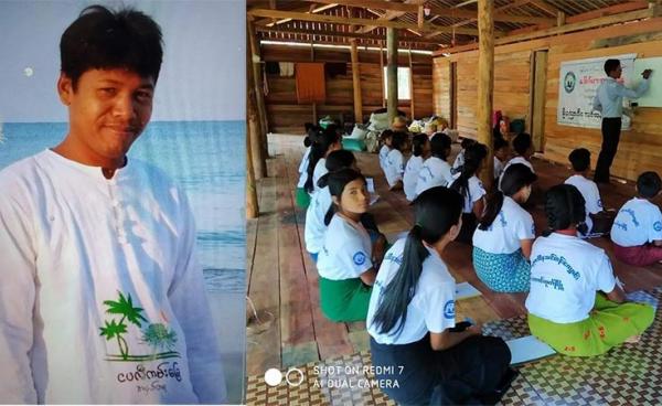 ဖမ်းဆီးခံရသူ ကိုအောင်ဝင်းလှိုင်နှင့် သင်းတန်းသားများအား တွေ့ရစဉ်။ (ဓာတ်ပုံ-ကိုနေလင်းအောင်)