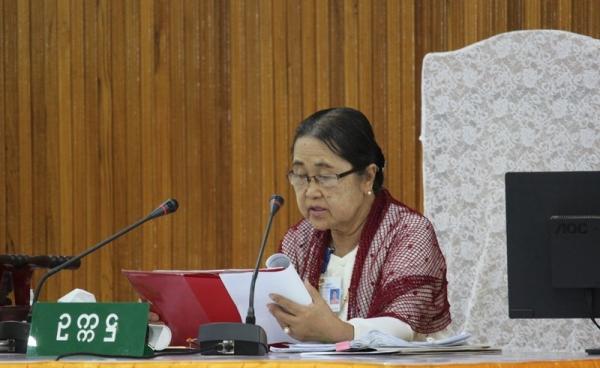 Mon State Hluttaw Speaker Daw Tin Ei (Photo: MNA)