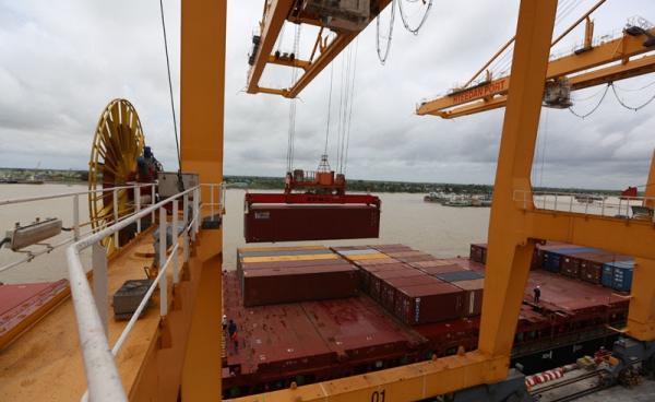 Asia World port at Strand road in Yangon. Photo: Mizzima