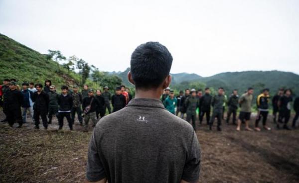 This photo taken on July 7, 2021 shows members of the Karenni People Defense Force (KPDF) taking part in military training at their camp near Demoso in Kayah state. Photo: AFP